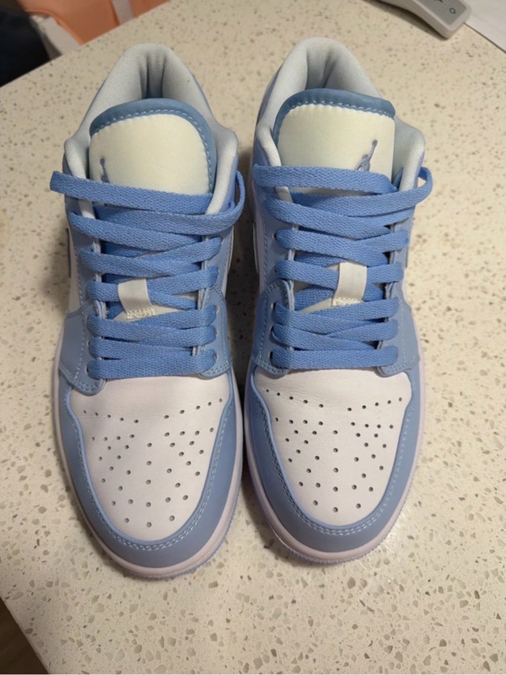Jordan Men's Low-Top Sneakers in White and Light Blue